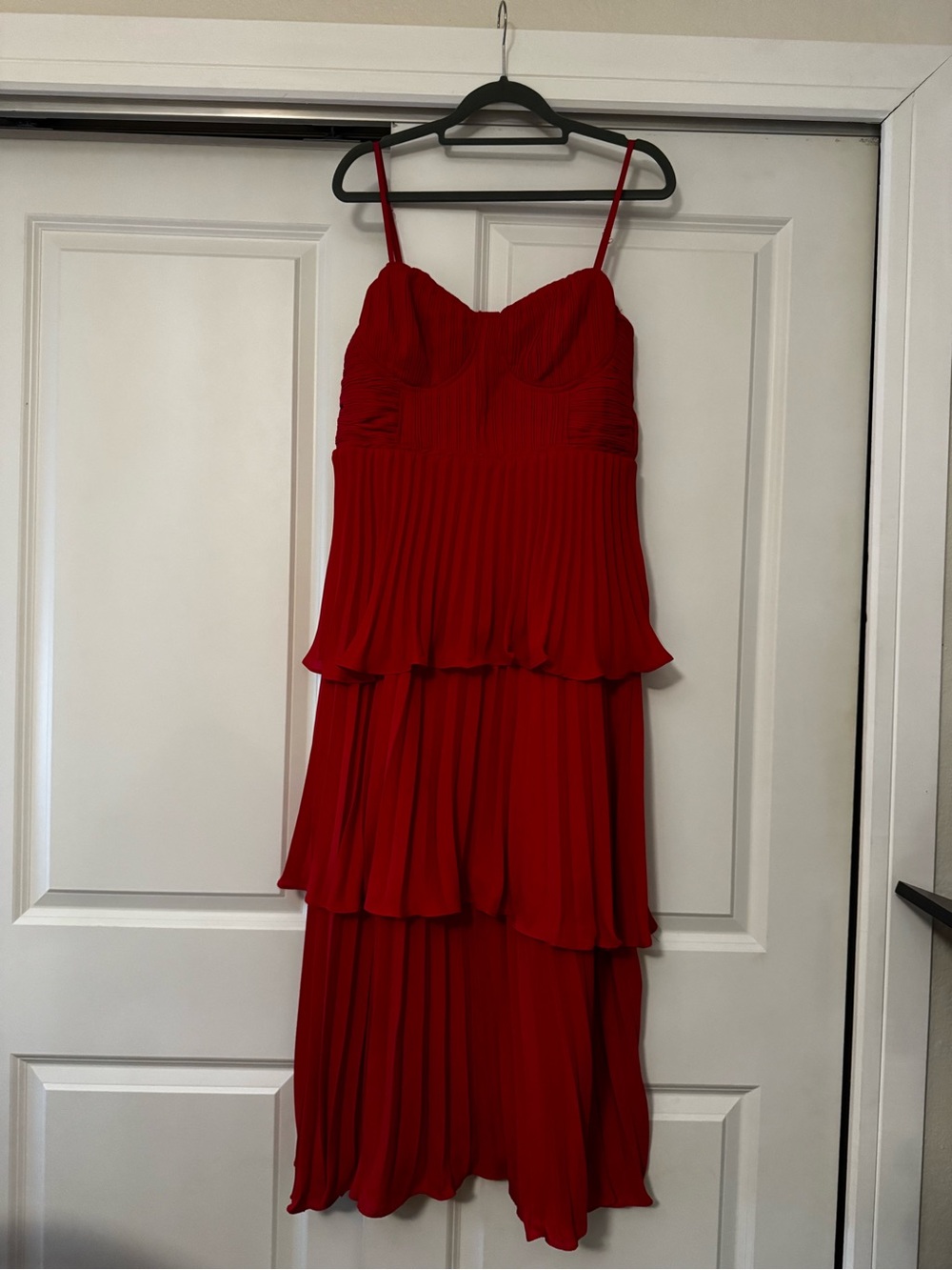 Lulu's Red Tiered Pleated Midi Dress